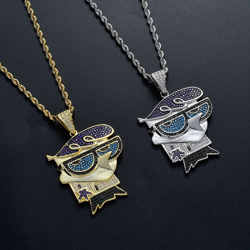 

Hip Hop AAA CZ Stone Paved Bling Iced Out Mr Little Bird Cartoon Character Pendants Necklace for Men Jewelry Gold Silver Color