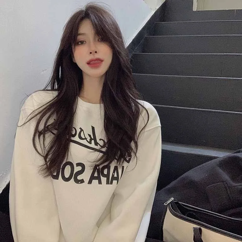 

Velvet Padded Thickened Sweater Women's Spring and Autumn Thin Baggy Coat