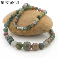 wubianlu fashion 6 14mm natural stone agates beaded necklace women in choker necklaces jewelry jaspers carnelian t223