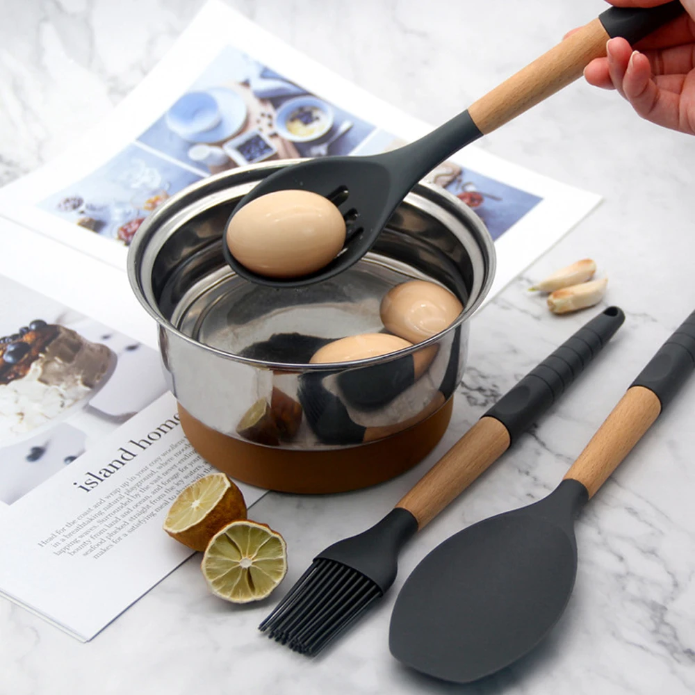 

9pcs Kitchen Tools Set Non-Stick Silicone Kitchenware Noodle Soup Spoon Spatula Brush Kitchen Accessories Home Cooking Utensils