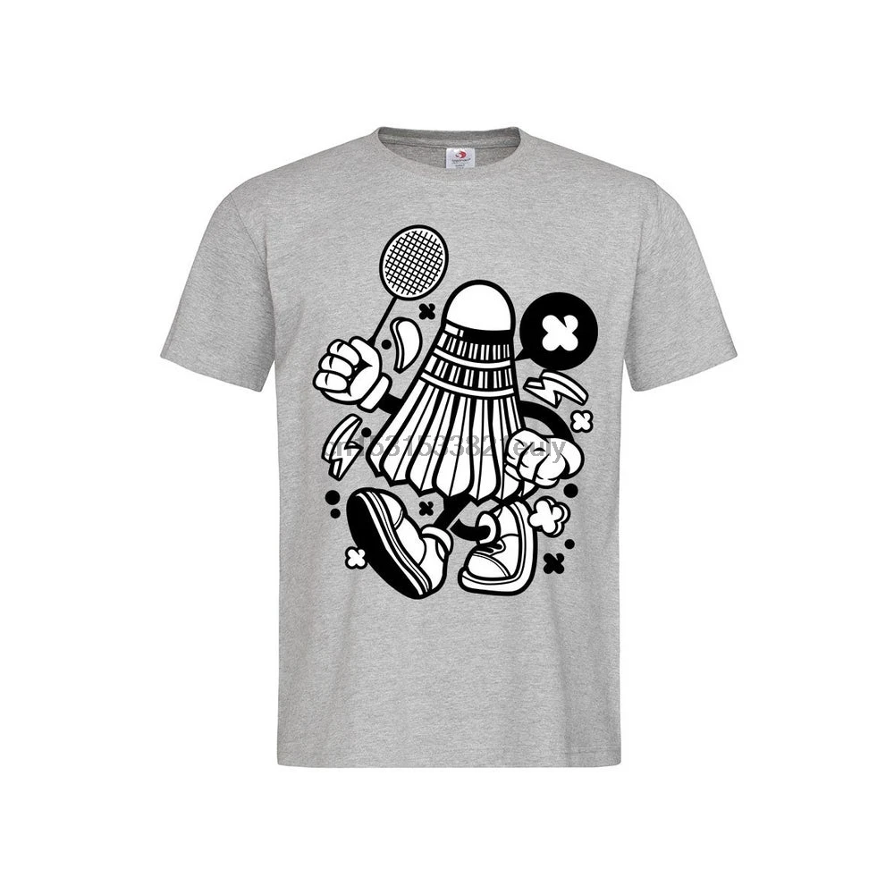 Удобная футболка унисекс с изображением ракетки для бадминтона и графического