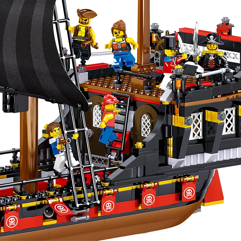 

987Pcs Bricks Pirates Ship Set Caribbean Pirates Model Building Blocks Boy Birthday Christmas Gift Kids Toys For Children