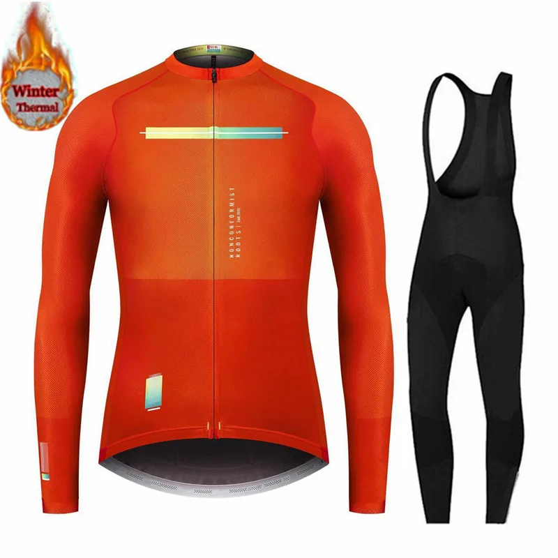 

2022 New Spain Winter Thermal Fleece Long Sleeve Jersey Men's Ropa Ciclismo Cycling Set MTB Cycling Clothing Bib Pants Set