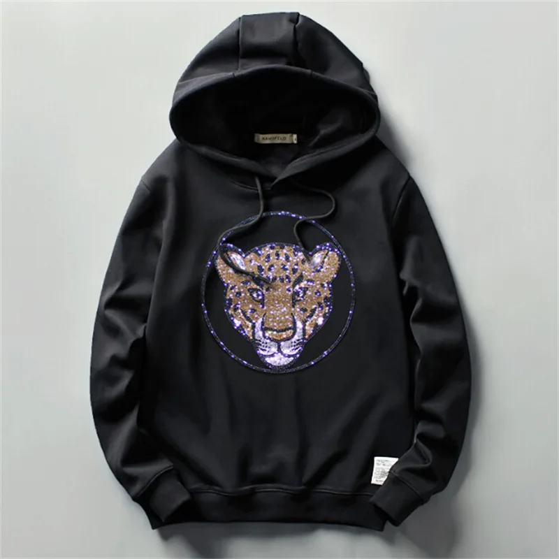 

2021 Autumn And Winter Men's New Best Selling Fashion Rhinestone Skulls High Quality Hoodies Casual Joker Slim Sweatshirts