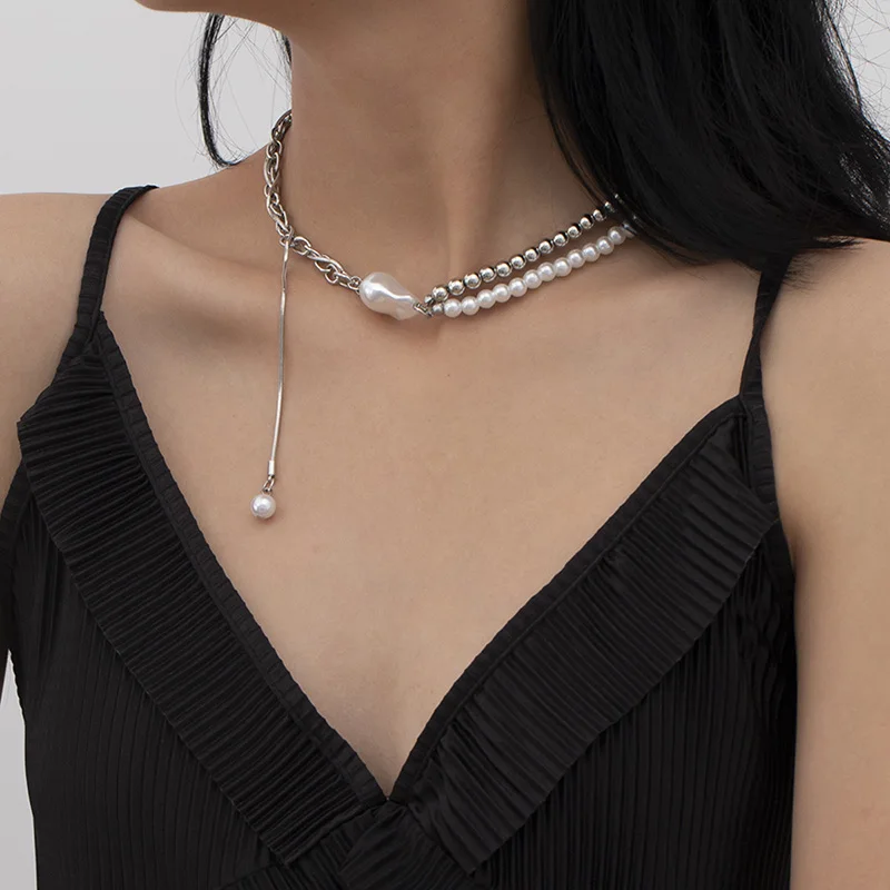 

Europe And The United States Popular Baroque Wind Imitation Pearl Necklace Women's Gothic Irregular Metal Chokers Girl Jewelry