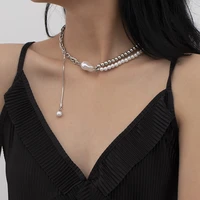 europe and the united states popular baroque wind imitation pearl necklace womens gothic irregular metal chokers girl jewelry