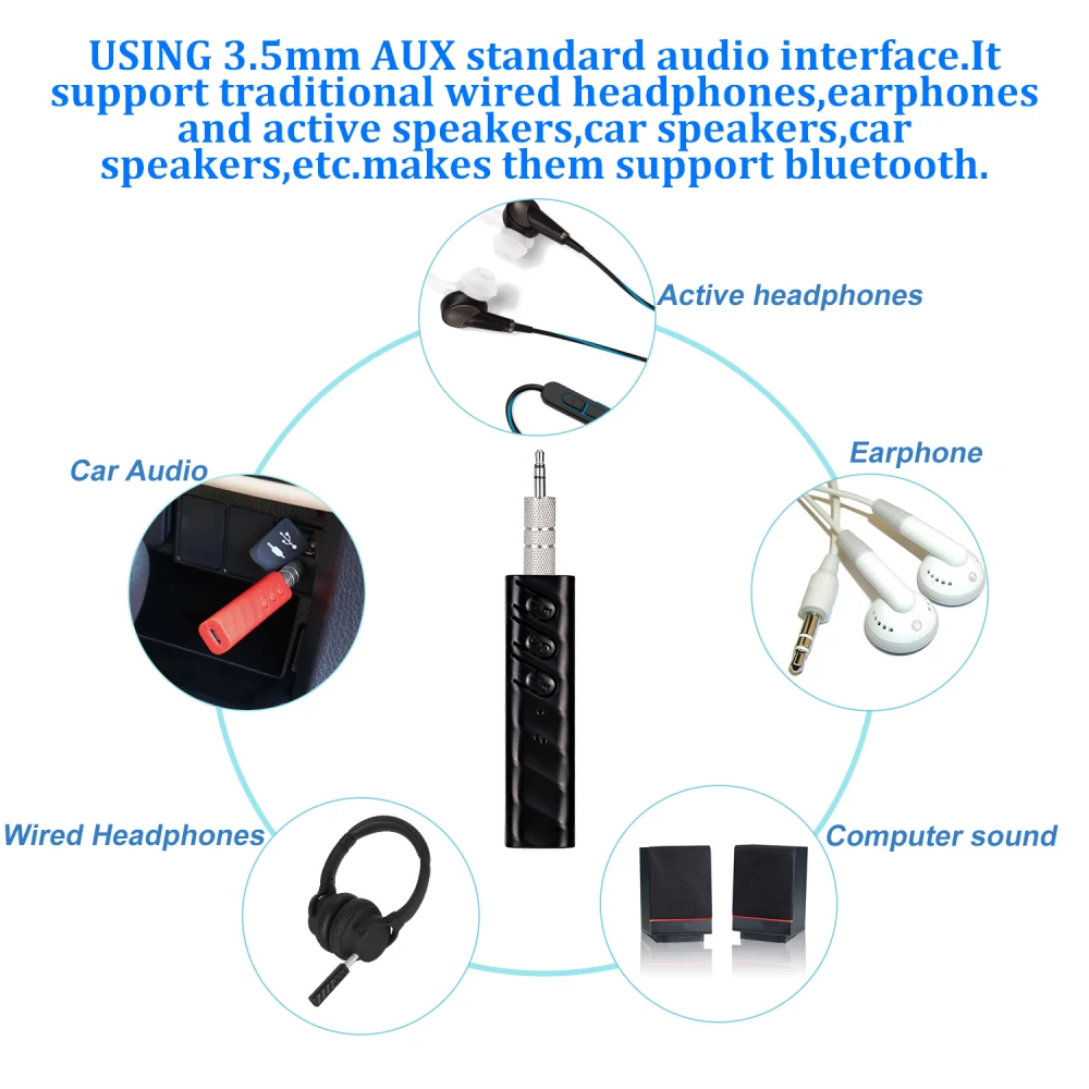 Университета Автомобильный Bluetooth AUX 3 5 мм Jack приемник громкой связи адаптер