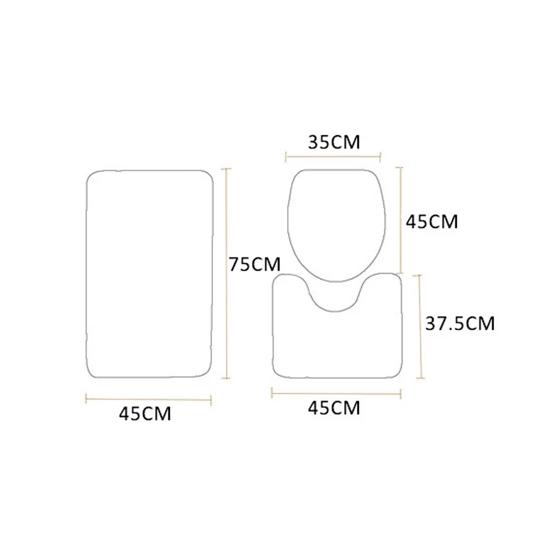 3pcs home bathroom decoration products marble toilet three piece set floor mat door mat bathroom carpet free global shipping