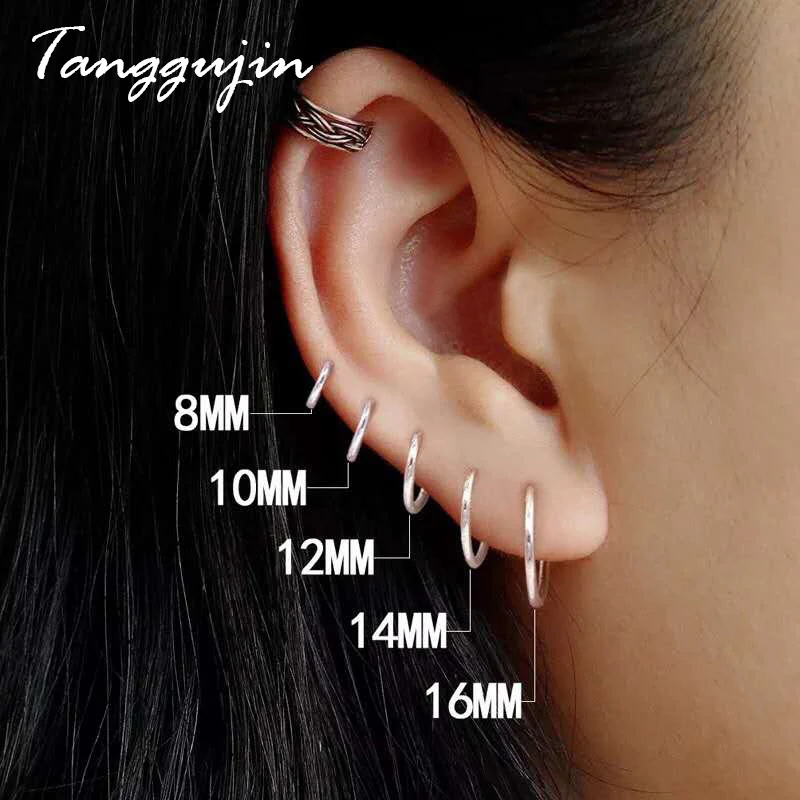 Серьги-кольца женские из титановой стали простые маленькие круглые мини-кольца с