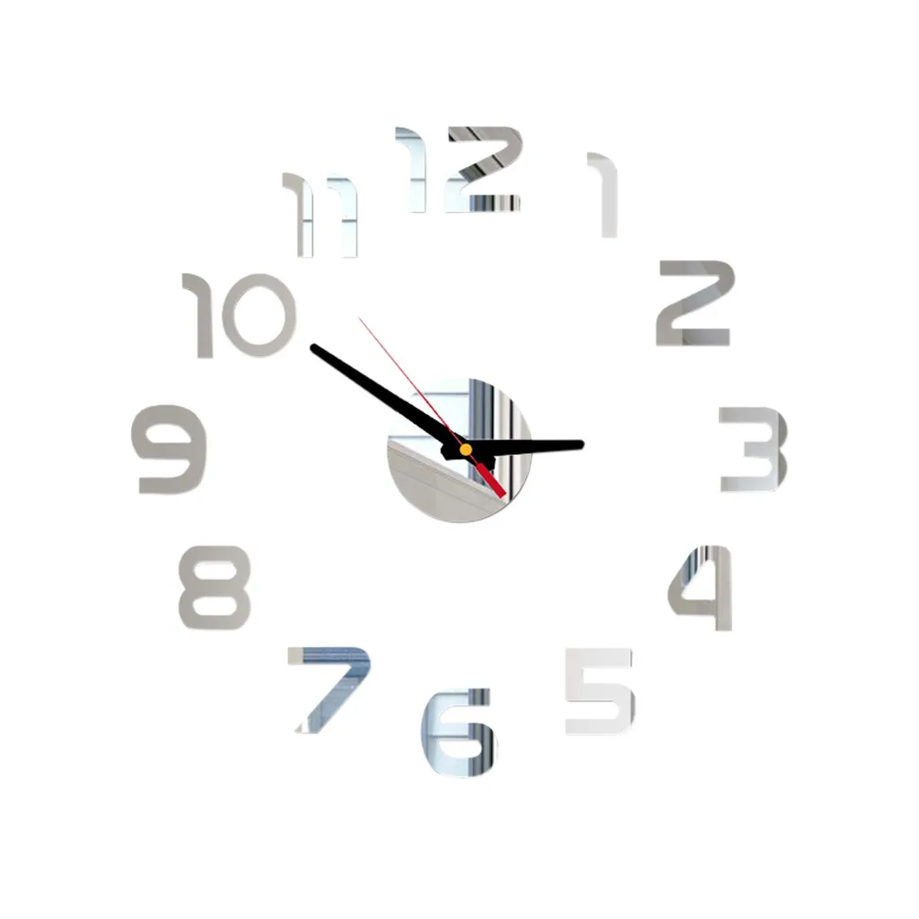 Modern Large Wall Clock 3d Mirror Sticker Unique Big Number Watch Diy Decor Art Decal Home Decoration | Дом и сад