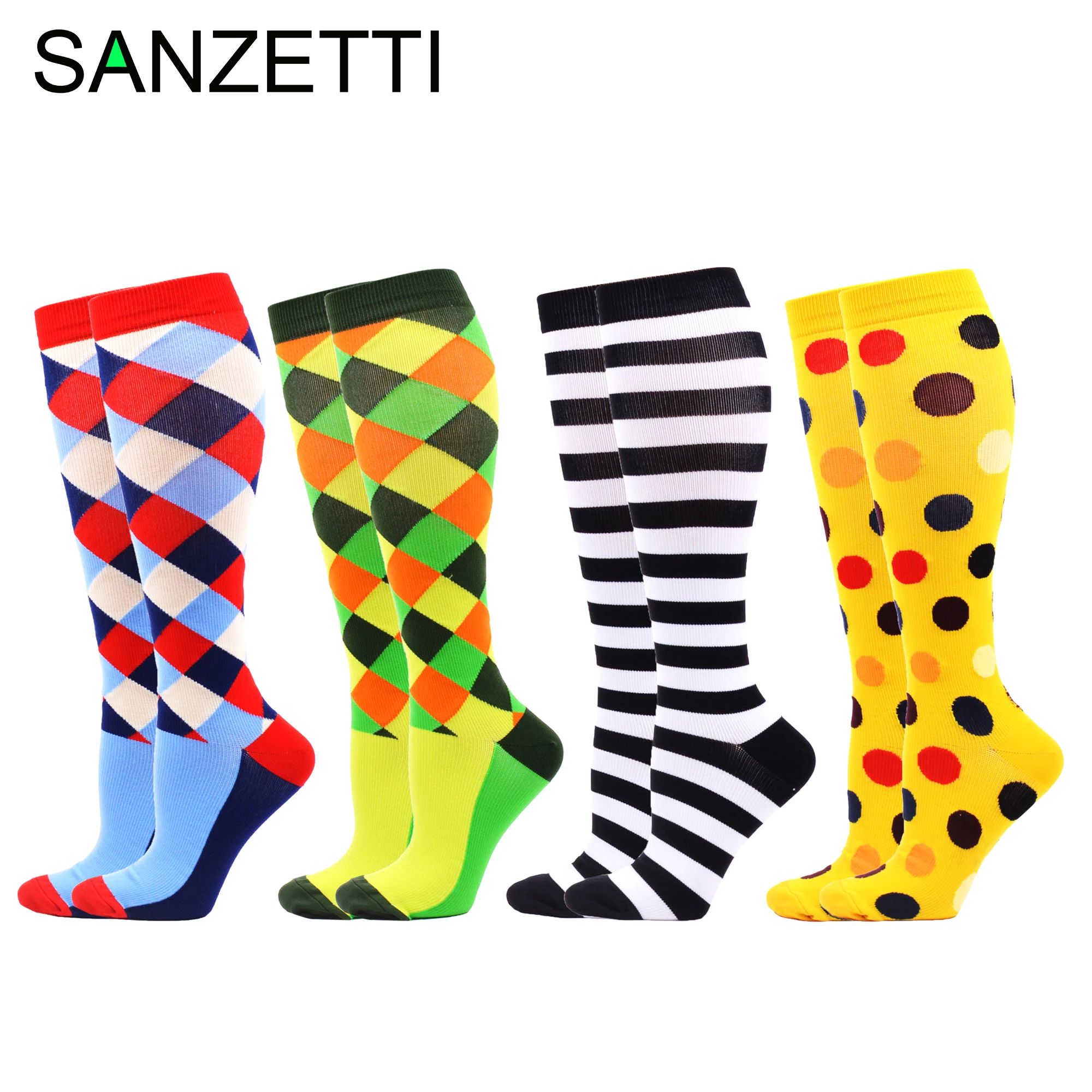 SANZETTI/4 пары хит продаж новинка женские полосатые Компрессионные носки в горошек