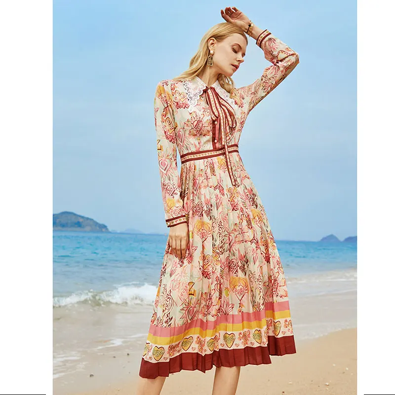 

Женское платье-миди с вышивкой и длинным рукавом, на молнии