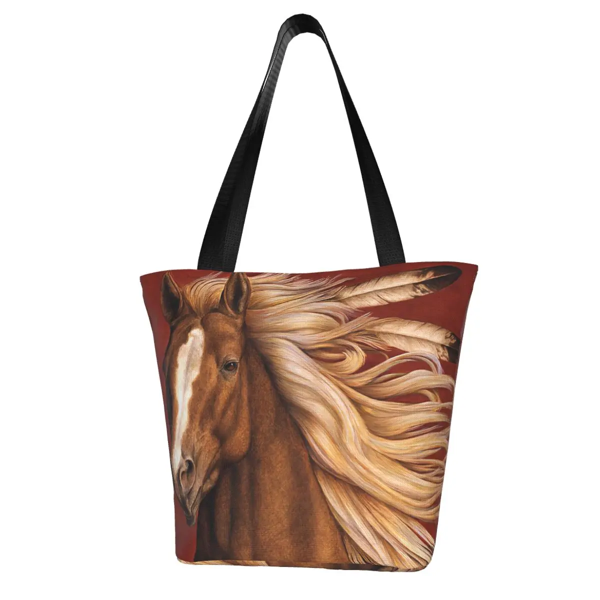 Sun Horse Art Shopping Bag Aesthetic Cloth Outdoor Handbag Female Fashion Bags