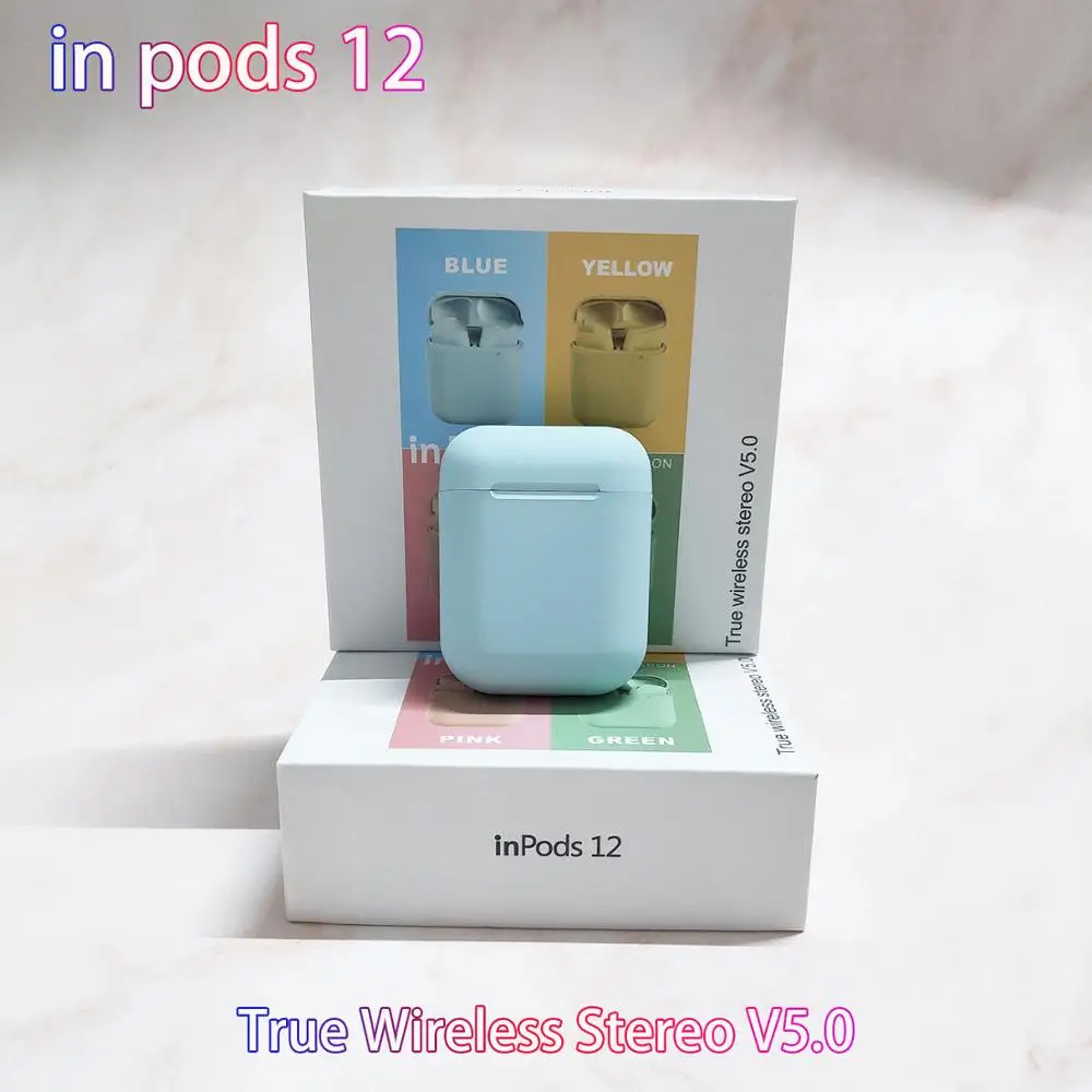 Blue inpods Новинка, наушники inpods 12 TWS, Bluetooth, i7s, i11 5,0, наушники, стерео, спортивные, Hands-free, гарнитура PK i 12 tws i20 tws i80, fone de ouvido - Цвет: Blue inpods