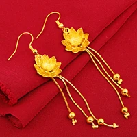 tassel flower pattern earrings yellow gold filled beautiful womens dangle earrings pretty gift