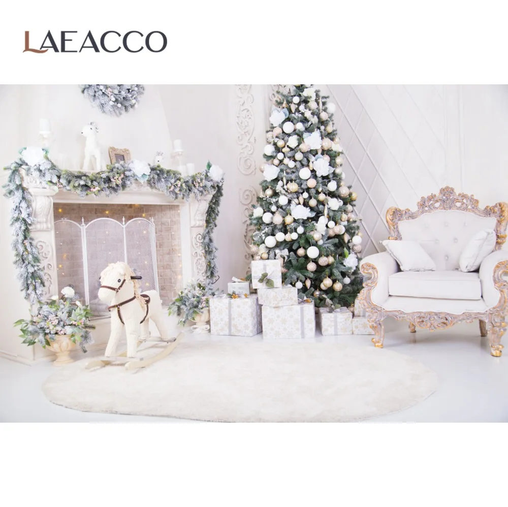 Laeacco Фото фоны Рождественская елка камин кресло подарок детские игрушки Детская