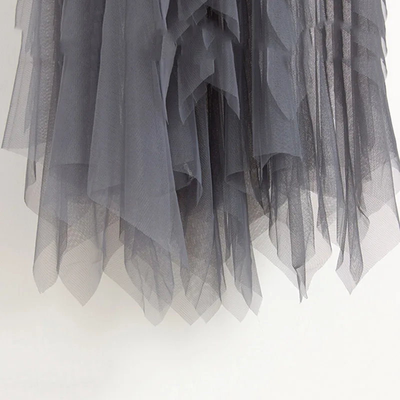 

Skirts Women Spring Irregular Hem Mesh Skirt High Waist Simple Sweet Womens All-match Student Trendy Solid Colour Elegant Ladies