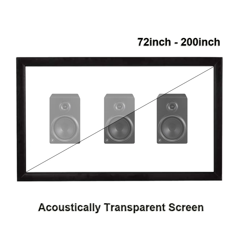 

170 Inch 16:9 Sound Acoustic Transparent Projector Screen Weave Perforated with Aluminum Alloy Flocking Fixed Frame