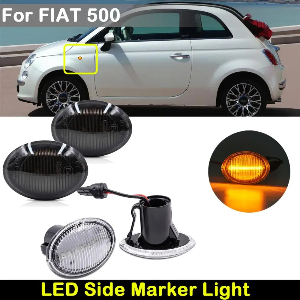 

For FIAT 500 Clear Lens or Smoked Lens Car front LED side marker light Turn Signal Lamp