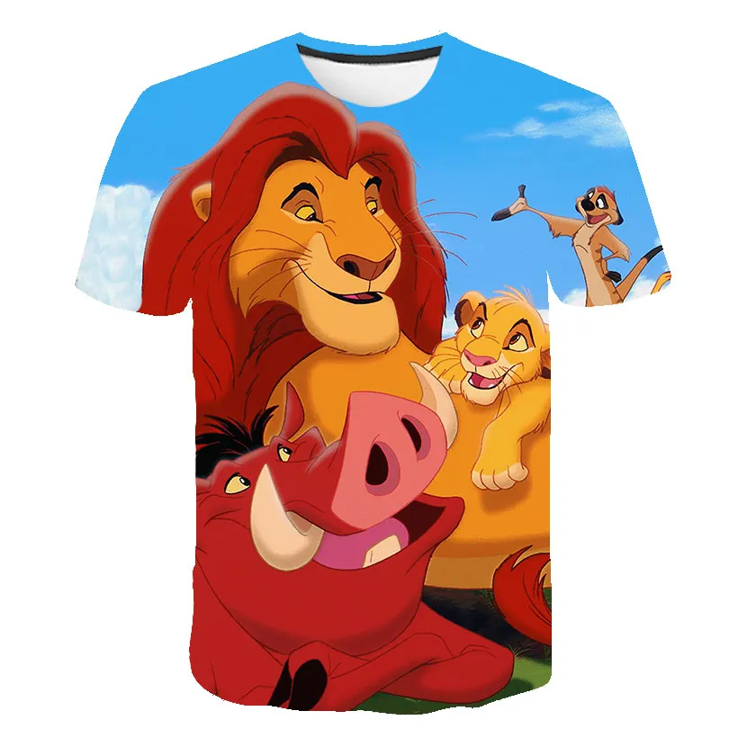 

2021 Summer New Anime T Shirt 3D Print Cartoon Lion King Kids T-shirt Tops Boys Clothes Girls Clothe T Shirt birthday Clothes