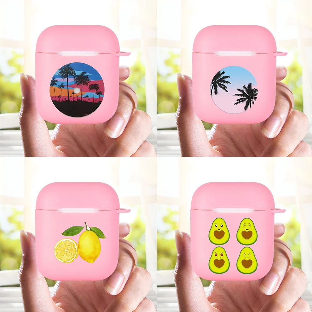 

Silicone cover for Airpods 1/2 Earphone Cartoon cute fruit avocado coconut tree Fundas Airpods Case Air Pods Charging Box Bags