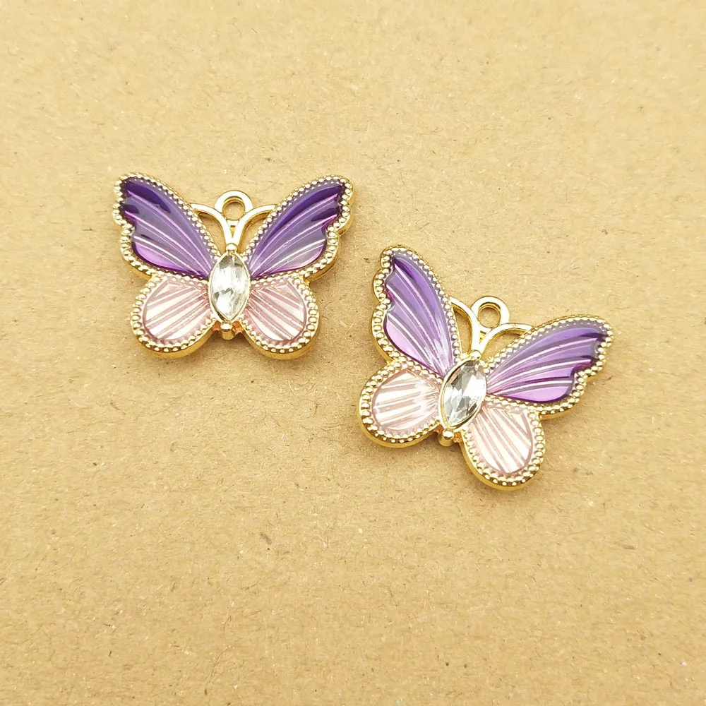 

10pcs 17x20mm enamel butterfly charm for jewelry making and crafting fashion earring pendant bracelet necklace charms