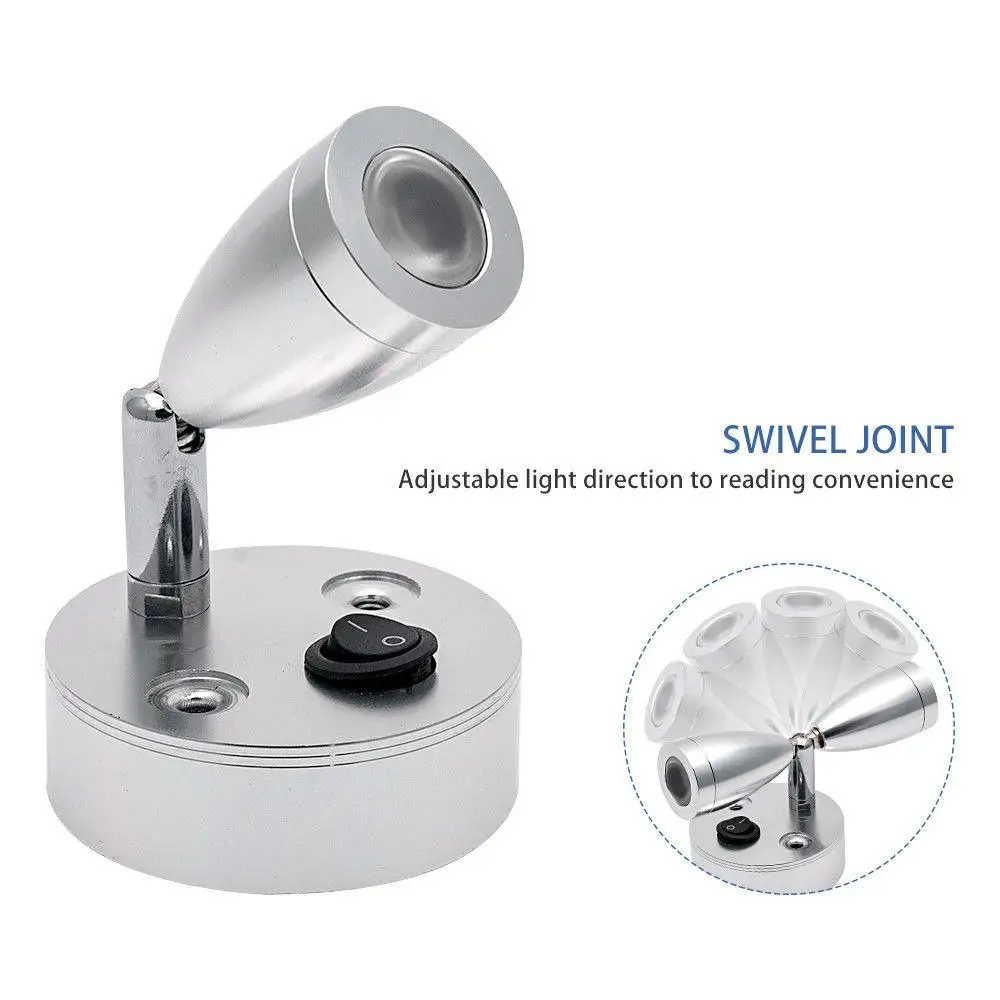 

4 Pcs 12V 3000K LED Reading Light Spot Wall Lamp Switch For Camper Van Caravan Boat Motorhome Car Accessories