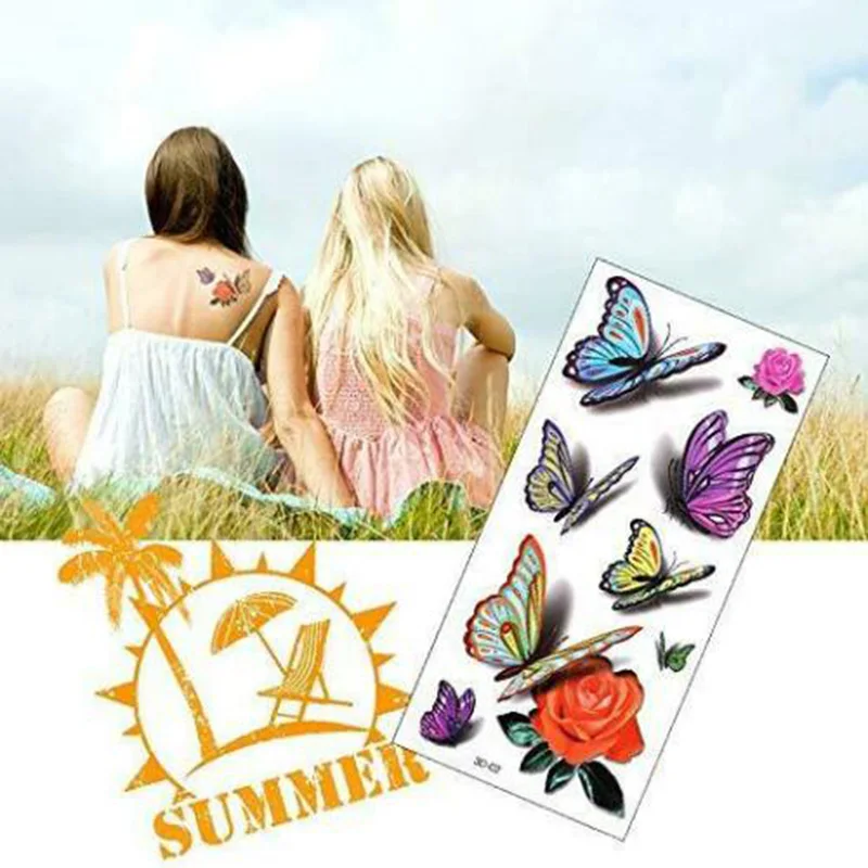 

Temp Body Art Temporary Tattoos Set 3D Fake Tattoo Adult Kids Butterfly Flower Waterproof Sticker ZG88
