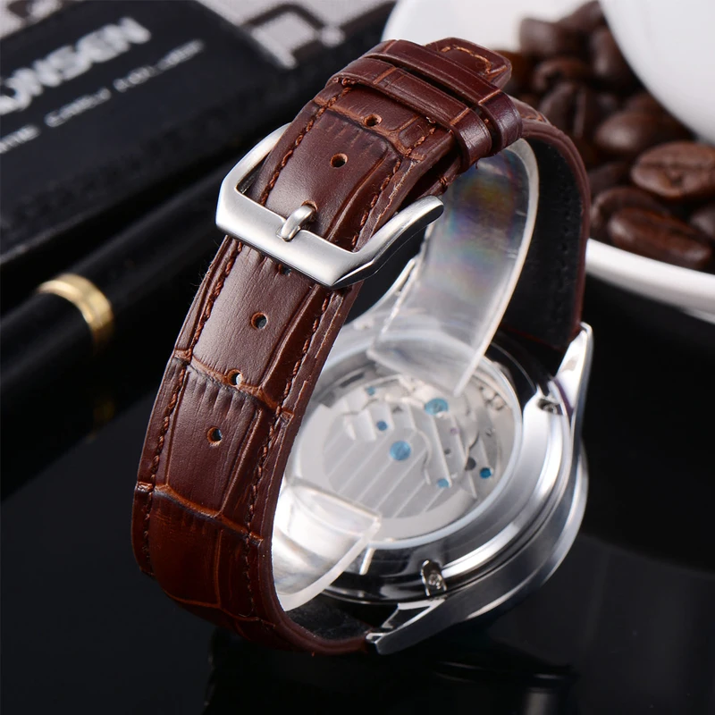 Часы Corgeut 44 мм модные брендовые механические светящиеся часы с черным