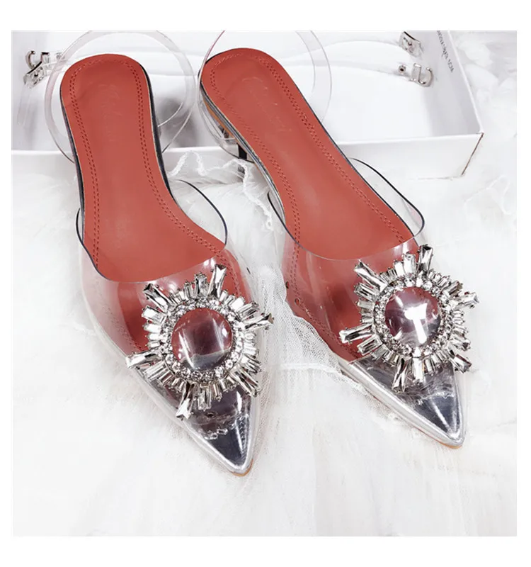 

Transparent women's shoes new summer casual temperament flat shoes rhinestone flat sandals