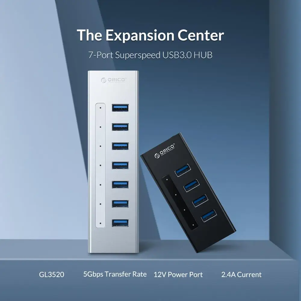ORICO концентратор USB алюминиевый 4 порта USB3.0 с 12 В источник питания 5 Гбит/с для