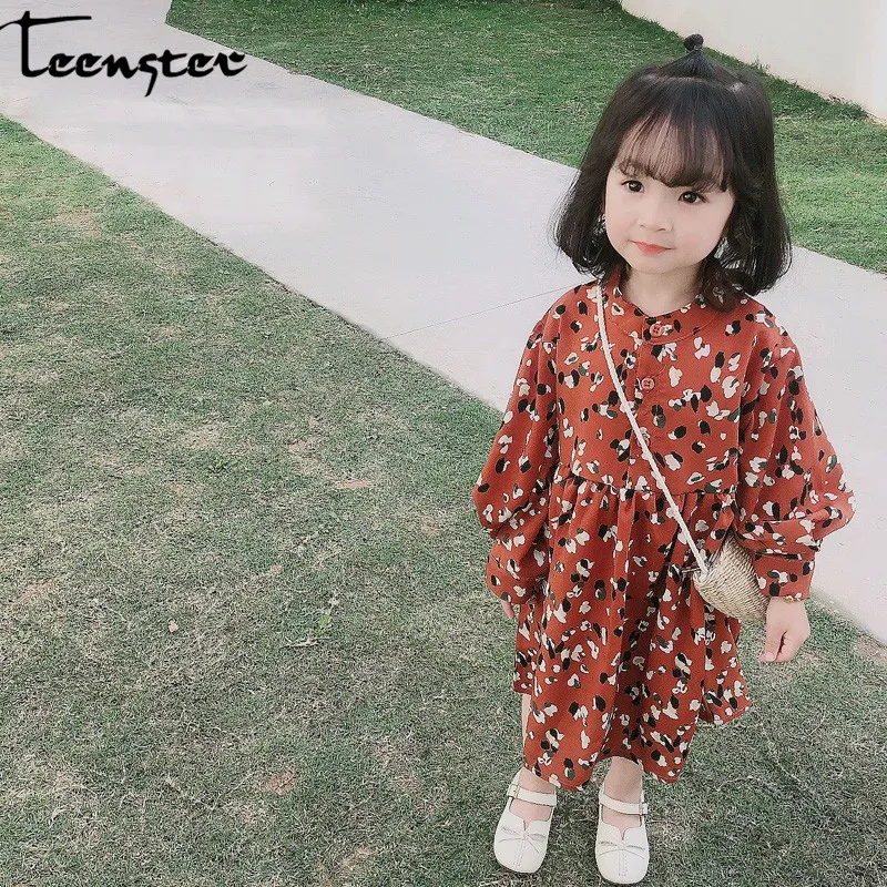 Корейские шифоновые осенние платья с цветами для девочек платье принцессы