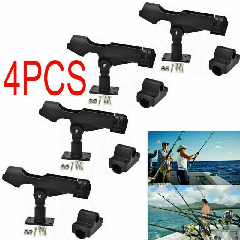 

Perfeclan 4Pcs 360Â° Adjustable Fishing Rod Holder Rack Mount Bracket for Kayak Canoe Flatable Fishing Boat Yacht Accessories
