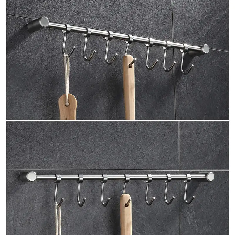 

380x59x40mm Silver Stainless Steel Hook Bathroom Towel Hanger Clothes Hanging Rack Holder Hooks Kitchen Bathroom Accessories