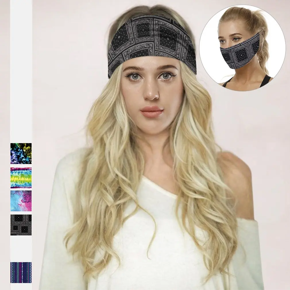 

Fashion Printed Yoga Elastic Hair Band Sport Headband Gym Anti-Slip Slim Hair Band For Fitness Antiperspirant Headband Turban