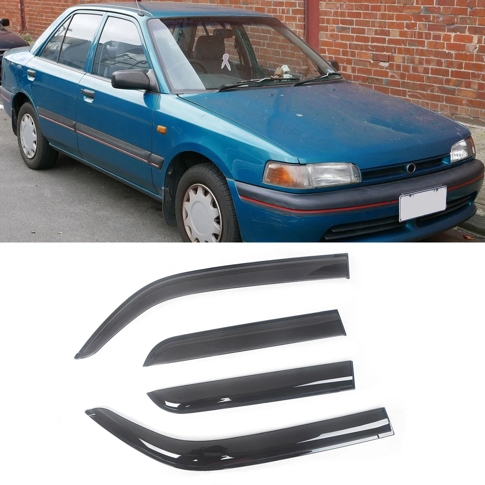 

Дефлекторы для боковых окон Mazda 323 Protege 1990-2003, козырек от черного дождя для дверей, вентиляционные оттенки, козырек для темного дыма