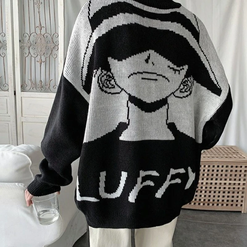 

Cartoon Sweater Men's Loose Round Neck Thickened Sweater Winter Couple Fashion Casual Sweater Jacket