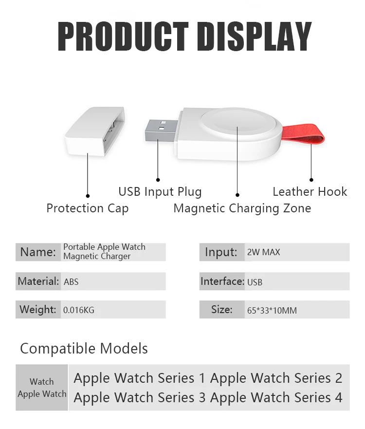 Беспроводное зарядное устройство для Apple Watch Портативный мини Быстрая зарядка мобильный мощность USB док-станция адаптер для iWatch серии 1 2 3 4
