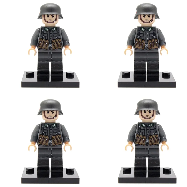 D3-4PCS WW2 военная армия солдат фигурки строительные блоки Minifigs армейский солдатский шлем оружие шарф аксессуары Кирпичи игрушки для детей - Цвет: D3-4PCS