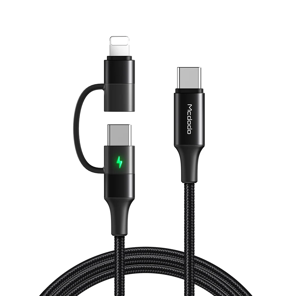 Black Mcdodo 60 Вт usb type C кабель для USB-C PD Быстрая зарядка для IPhone Xs Max XR X IPad Pro Macbook huawei samsung 2 в 1 шнур зарядного устройства - Color: Black