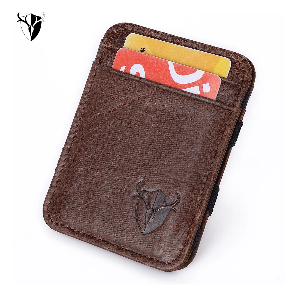 The New Brand Men's Genuine Leather Magic Wallet Money Clips Thin Clutch Bus Card Bag For Women Small Cash Holder Slim Man Purse | Багаж и