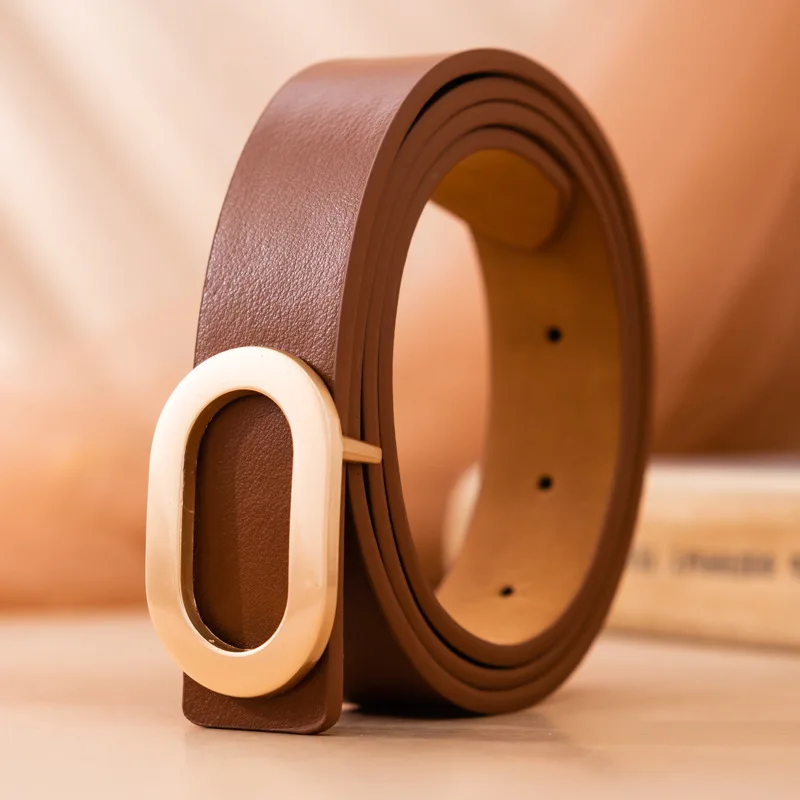 

The New Classic Retro Fashion All-Match Leather Light Body Round Buckle Simple Circle Pin Belts For Women Fashion Jeans Female