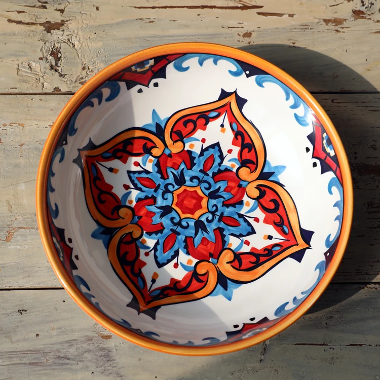 Керамическая глубокая посуда в богемном стиле подглазурь рисовое блюдо|Блюдца и