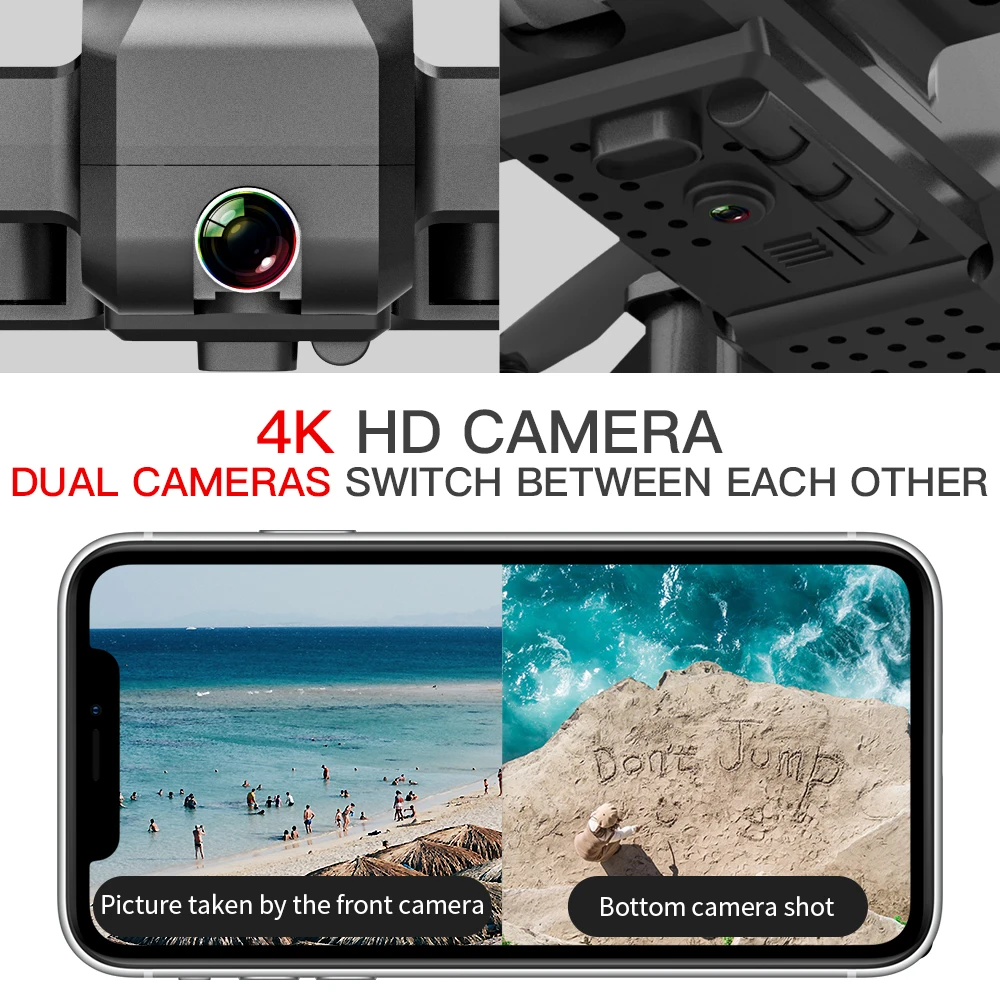 

New Drone 4K HD Dual Camera Quadcopter with Wifi FPV 1080P 4K HD Dual Camera Optical Flow Selfie Drone Foldable Mini Dron