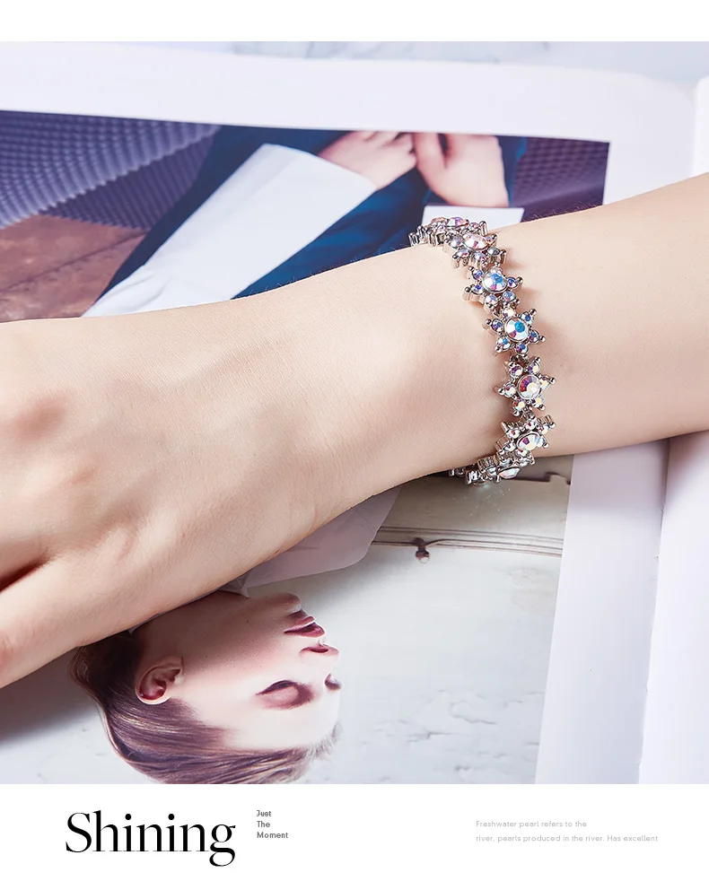 Cdyle, украшенные кристаллами Swarovski, браслеты, шарм, австрийские кристаллы, цветок, браслеты, Модные женские ювелирные изделия, лучшие подарки