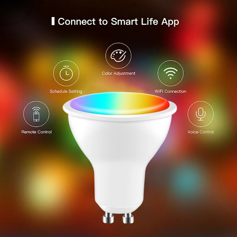 

Tuya WiFi Smart Light Bulb GU10 RGBCW 4W LED Lamp Dimmable With Smart Life APP Voice Control For Google Home Alexa