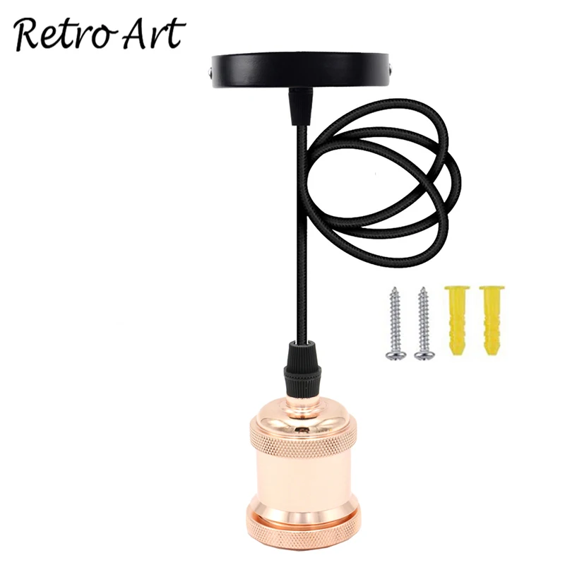 Винтажный подвесной светильник Эдисона набор E27 держатель розовый Золотой шнур