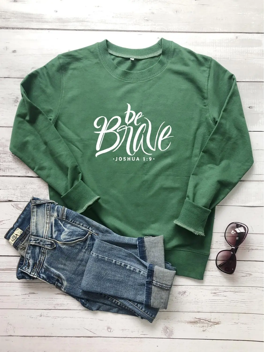 

Be brave sweatshirt women fashion religion quote cool girl gift slogan Christian Bible baptism pure cotton pullovers church tops