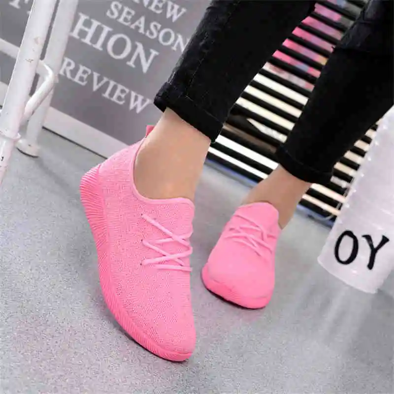 zapatos casuales de mujer Zapatillas de deporte poco profundas zapatillas de deporte negras transpirables zapatos de mujer - Цвет: Color 4