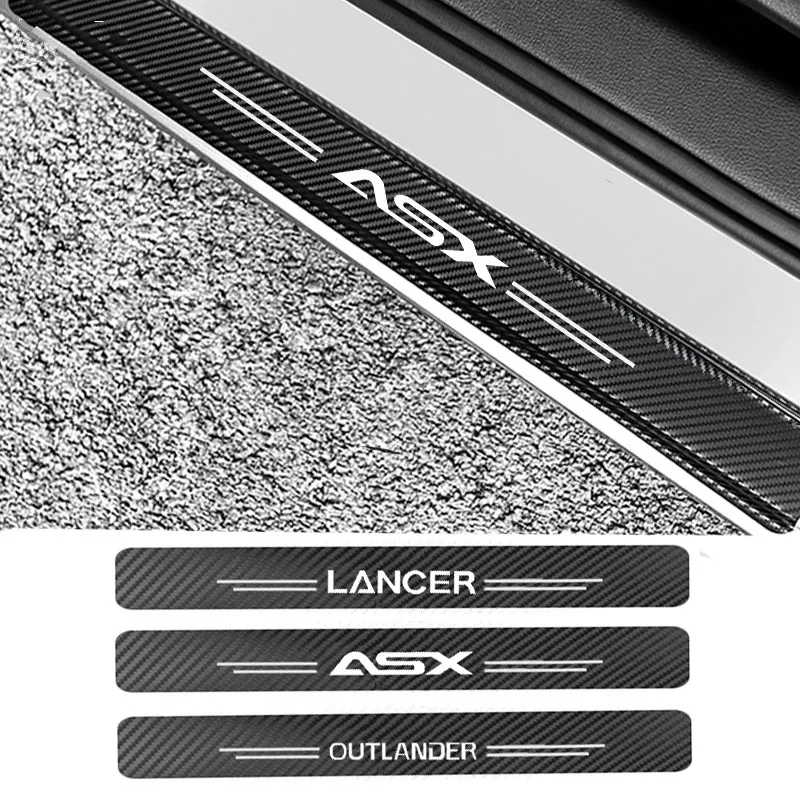 

Mutips 4pcs Carbon fiber car Sticker for MITSUBISHI ASX outlander lancer Car Door Sills Guards Protection Stickers Accessories